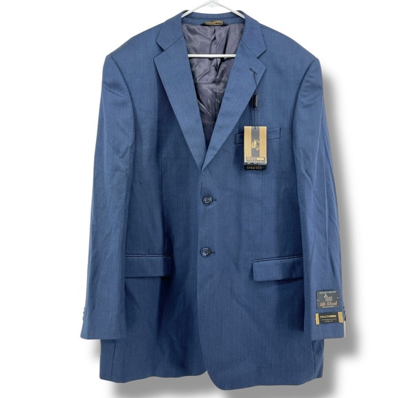 Pronto Moda Italia Navy Silkwool Stretch Blazer Mens Size 50L Sport Coat - Picture 1 of 13